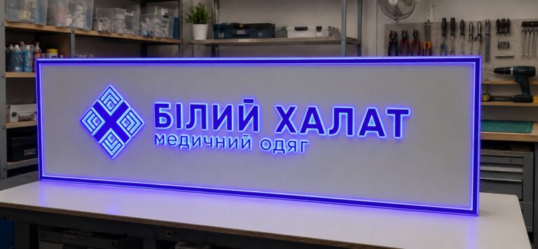 Лайтбокс для виробника медичного одягу «Білий Халат» — Київ, GROMOV